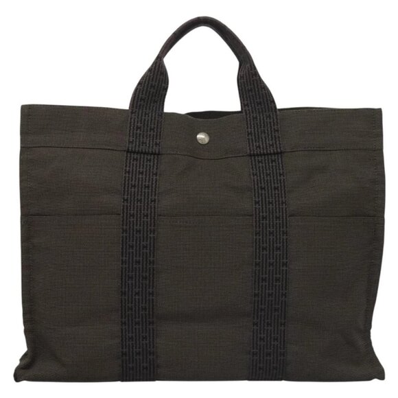 HERMES Her Line MM Hand Bag Canvas Gray Auth - Picture 2 of 15